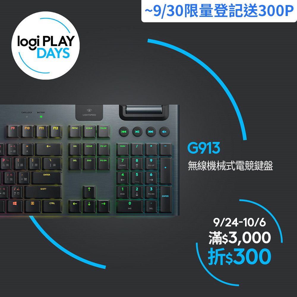 Logitech 羅技 G913 Tactile 觸感軸電競鍵盤(茶軸.棕軸)