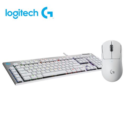 羅技 PRO X SUPERLIGHT無線輕量化電競滑鼠+G813 RGB機械式短軸鍵盤 - 棕軸(白)