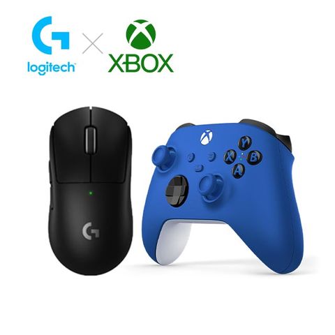 Logitech 羅技 PRO X SUPERLIGHT 無線輕量化電競滑鼠+XBOX手把(衝擊藍)