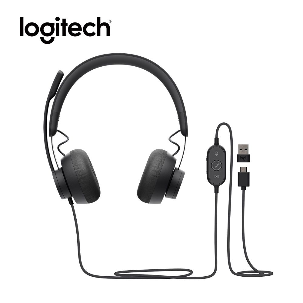 Logitech 羅技  VC Zone Wired (Teams) 有線耳機麥克風 - 石墨黑