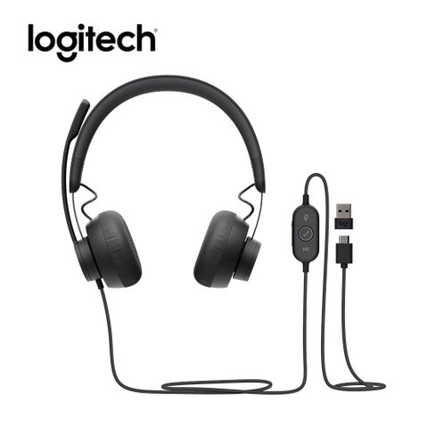 Logitech 羅技 VC Zone Wired (Teams) 有線耳機麥克風 - 石墨黑