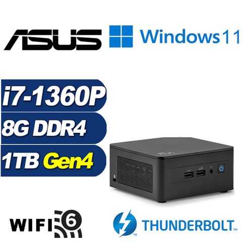 ASUS 華碩 (DIY)疾速巫師AW NUC迷你電腦(i7-1360P/8G/1TB M.2 SSD/Win11)