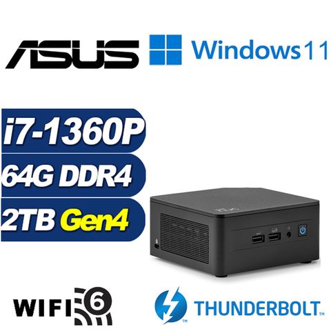 ASUS 華碩 (DIY)疾速上校BW NUC迷你電腦(i7-1360P/64G/2TB M.2 SSD/Win11)