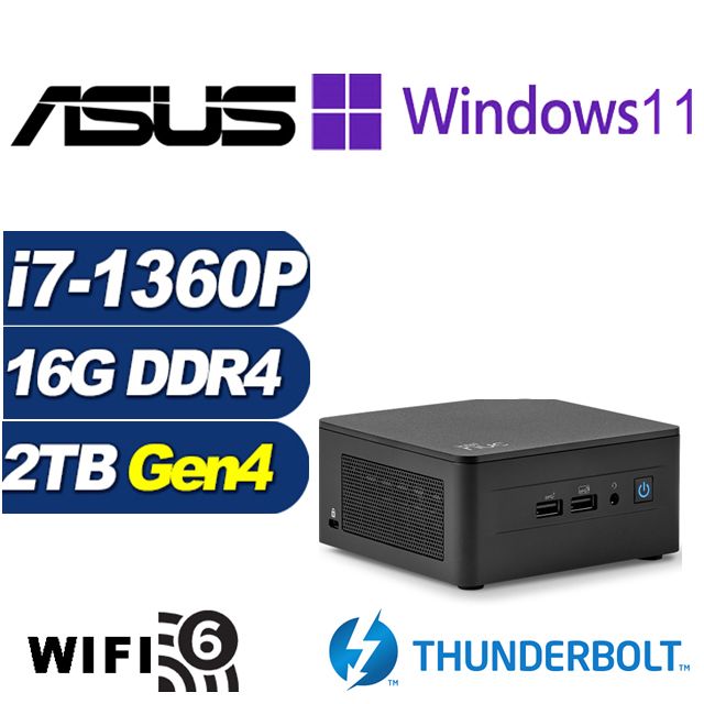 ASUS 華碩 (DIY)疾速軍師BP NUC迷你電腦(i7-1360P/16G/2TB M.2 SSD/Win11Pro)