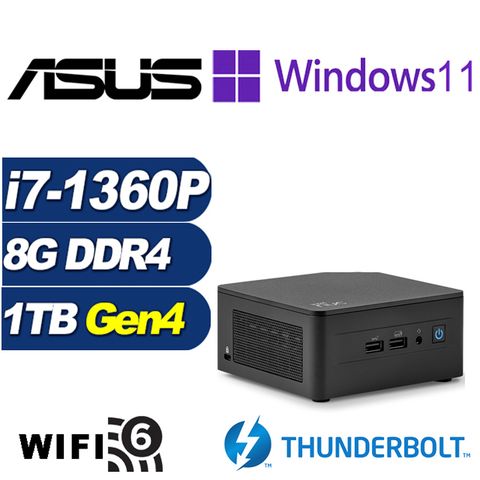 ASUS 華碩 (DIY)疾速巫師AP NUC迷你電腦(i7-1360P/8G/1TB M.2 SSD/Win11Pro)