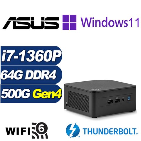 ASUS 華碩 (DIY)疾速上校P NUC迷你電腦(i7-1360P/64G/500G M.2 SSD/Win11Pro)