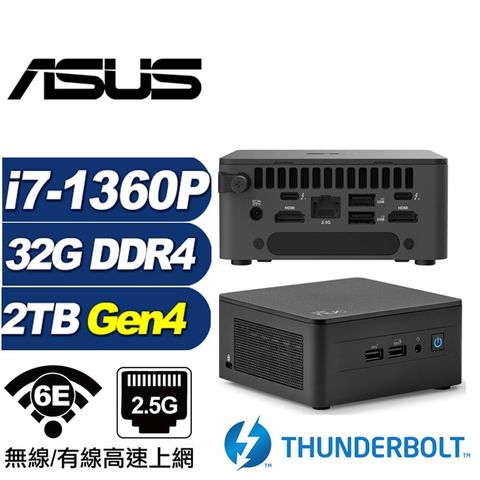 (DIY)金龍劍豪B ASUS 華碩 NUC迷你電腦(i7-1360P/32G/2TB M.2 Gen4)