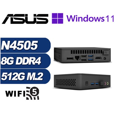 ASUS 華碩 (DIY)領軍戰士P NUC迷你電腦(N4505/8G/512GB M.2/Win11Pro)