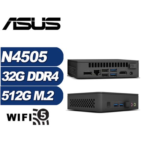 ASUS 華碩 (DIY)領軍刺客 NUC迷你電腦(N4505/32G/512GB M.2)