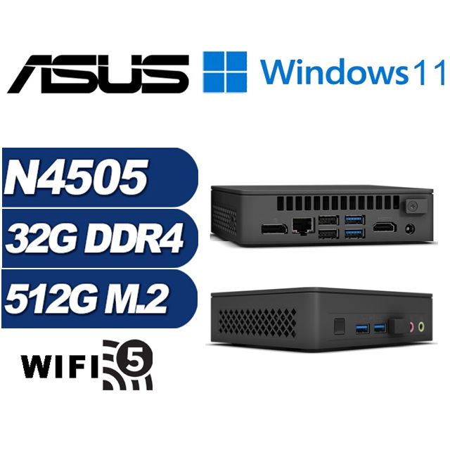 ASUS 華碩 (DIY)領軍刺客W NUC迷你電腦(N4505/32G/512GB M.2/Win11)