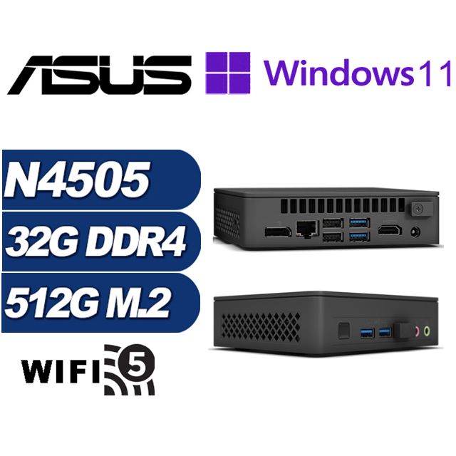 ASUS 華碩 (DIY)領軍刺客P NUC迷你電腦(N4505/32G/512GB M.2/Win11Pro)