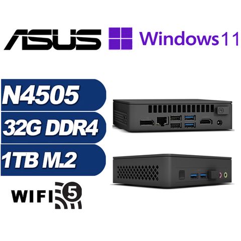 ASUS 華碩 (DIY)領軍遊俠P NUC迷你電腦(N4505/32G/1TB M.2/Win11Pro)