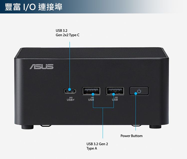 豐富 O 連接埠USB 3.2 2x2 Type C200USBUSB100USBUSB 3.2 Gen 2Туре АPower Buttom