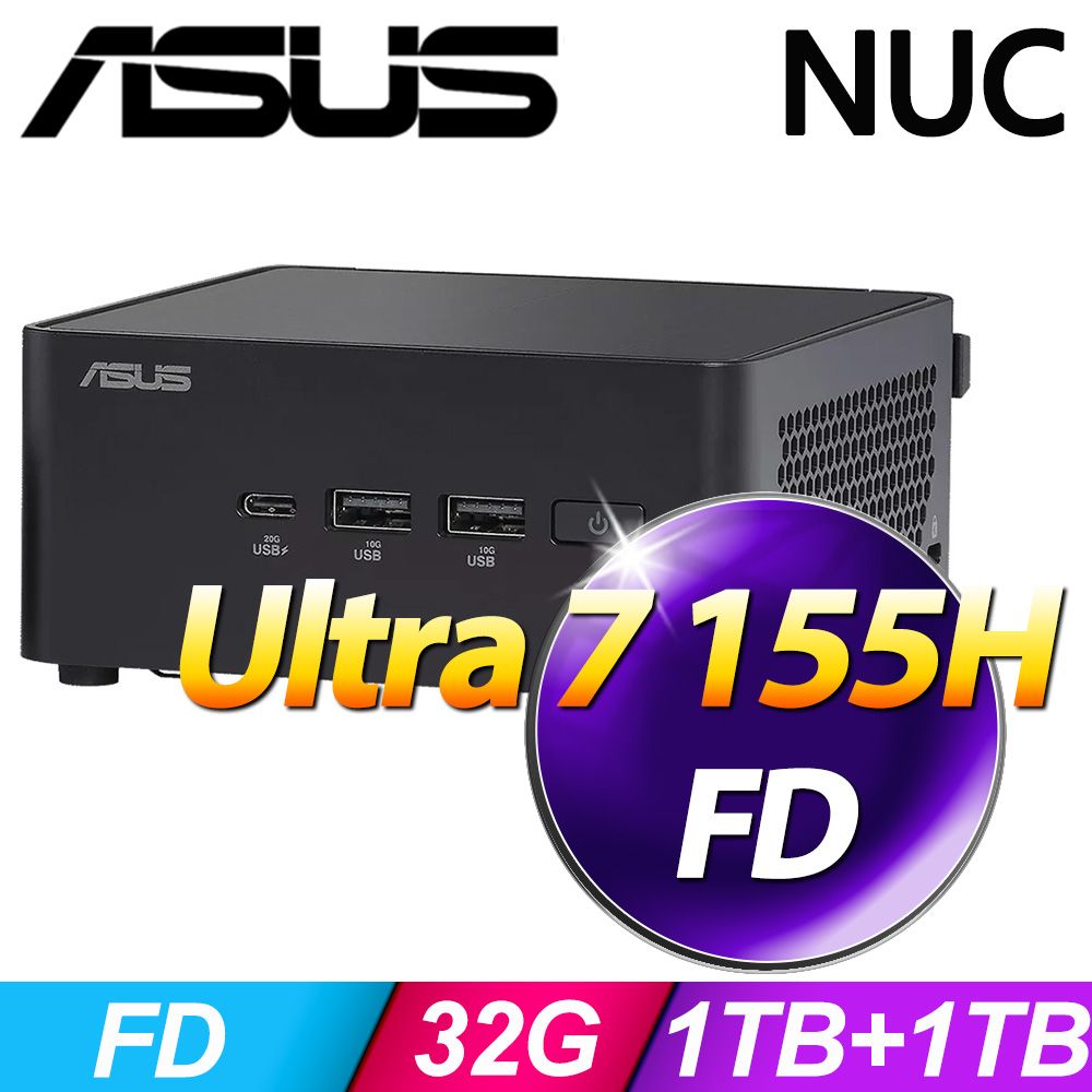 ASUS 華碩 NUC 14 PRO RNUC14RVHU70000-SP6(Ultra 7 155H/32G/1TB+1TB SSD)特仕版