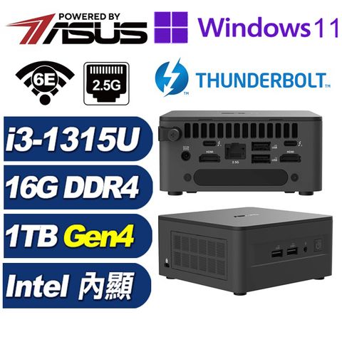 ASUS 華碩 (DIY)瑤光Q03CP NUC迷你電腦(i3-1315U/16G/1TB M.2 Gen4/Win11Pro)
