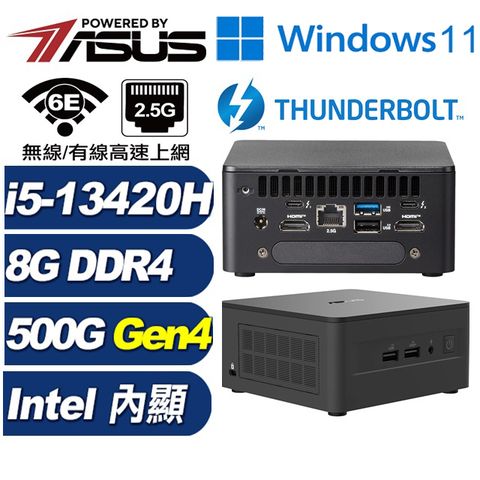 (DIY)瑤光R33BW RNUC13ANHH50000 迷你電腦(13420H/8G/500GB M.2 Gen4/Win11)