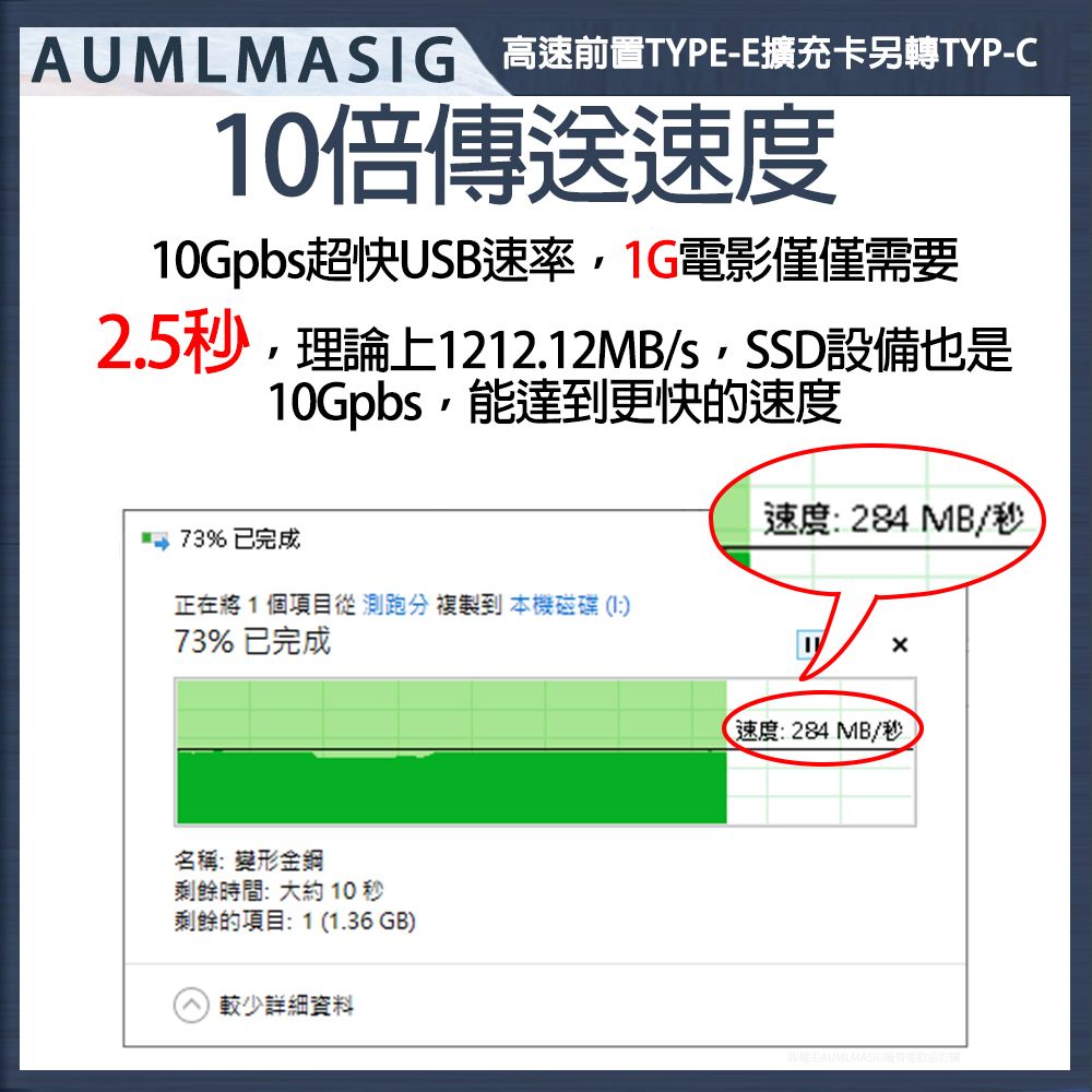 AUMLMASIG 全通碩 桌上型電腦 後置 USB Type-E插槽 USB 擴充卡 享受超快高速傳輸 10Gbps速度 /高速資料傳輸