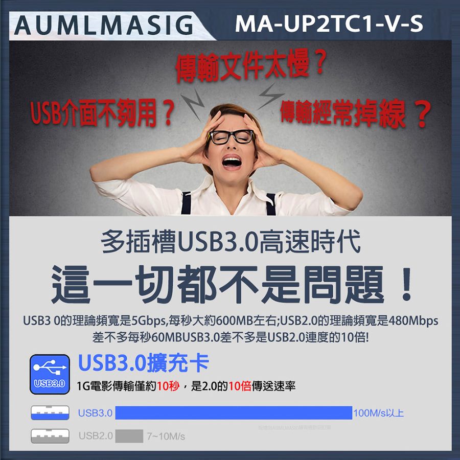 AUMLMASIG 全通碩 桌上型電腦 鍍金版本 USB3.0 TYPE-C*1 組+USB3.0*2組+輔助供電 後置轉接擴充卡/台灣威盛控制晶片速度直達5Gbit/s /WIN8系統以上免驅動 PCI-EX1介面全通用插槽
