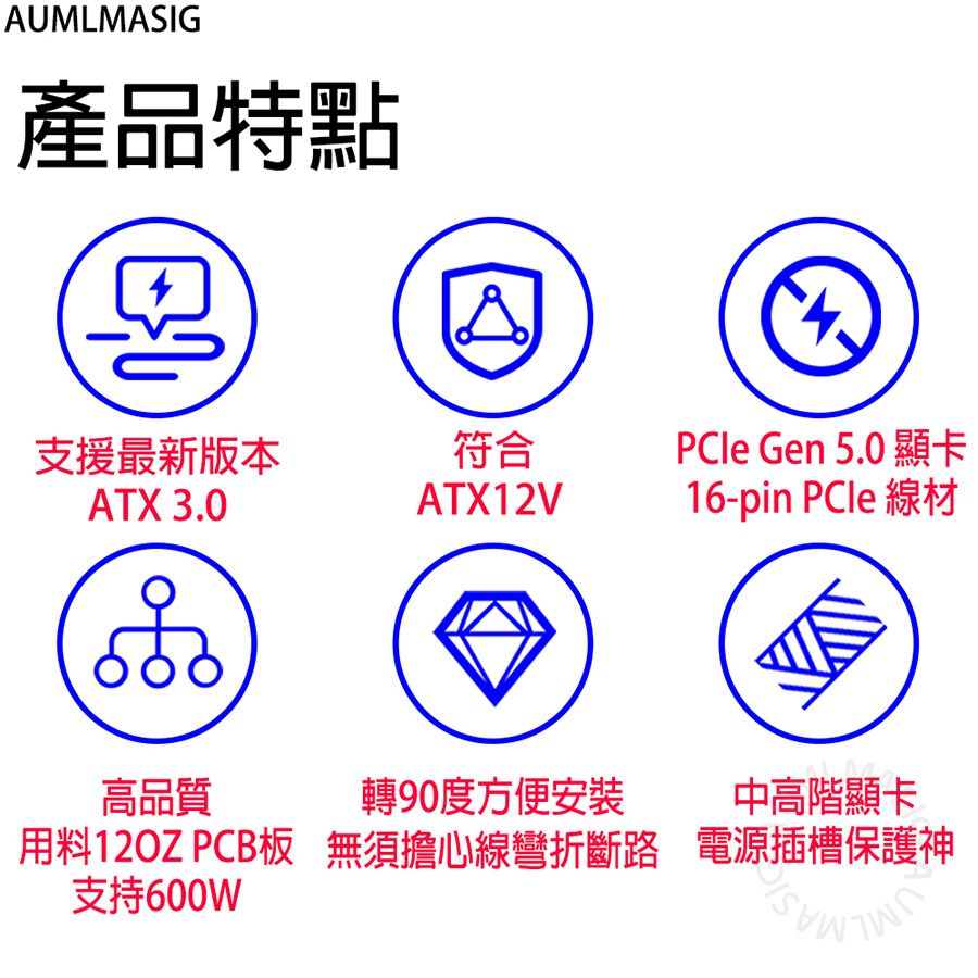  滿額免運送達【AUMLMASIG全通碩】顯卡電源插槽守護神 保護顯示卡 垂直 90度 電源線轉接頭適配器 支持12VHPWR ATX 3.0 16-pin PCIe線材 12+4PIN 90度轉換器(TYPE-A版轉接頭)