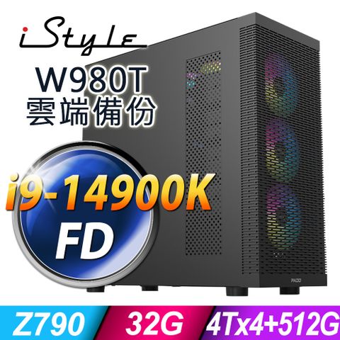 iStyle W980T 雲端備份工作站 (i9-14900K/Z790/32G/4TBX4+512G SSD/240水冷/1000W/FD)