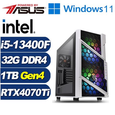 GeForce RTX 4070Ti 12G華碩B760平台「光輝少將W」i5十核Win11獨顯電腦