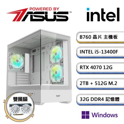 ASUS 華碩 B760平台【鏡PS-DW】i5十核RTX4070獨顯Win11pro電玩機(i5-13400F/32G/2TB/512G_M.2)