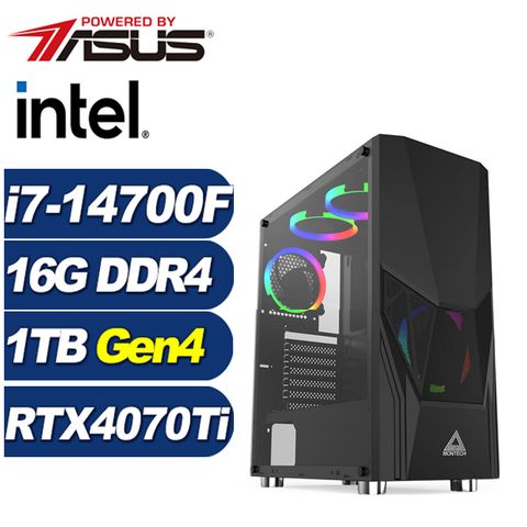 GeForce RTX 4070Ti 12G華碩B760平台「冰山潛將」i7廿核獨顯電腦