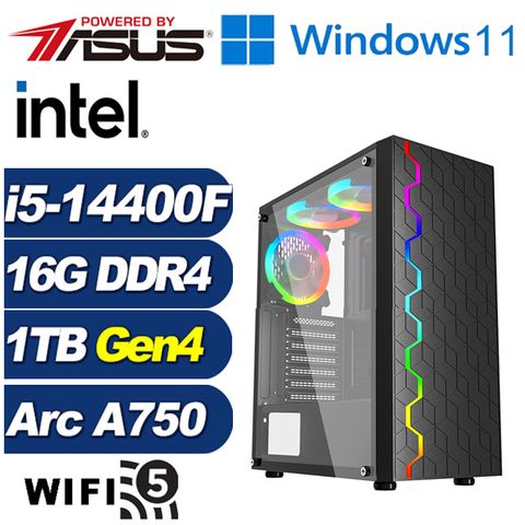 Intel Arc A750 8G華碩B760平台「冰山弓神W」i5十核Win11獨顯電腦