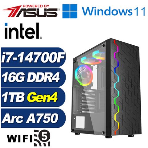 Intel Arc A750 8G華碩B760平台「冰山武神W」i7廿核Win11獨顯電腦