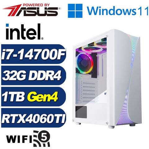 ASUS 華碩 (DIY)絕嶺少校W(i7-14700F/B760/32G/1TB M.2/RTX 4060TI/Win11)