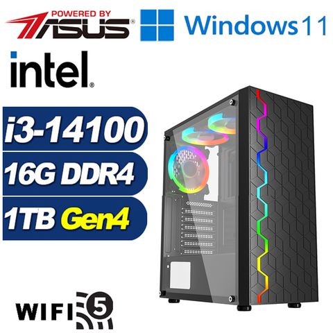 ASUS 華碩 (DIY)沙場鐵衛W(i3-14100/B760/16G/1TB M.2/Win11)