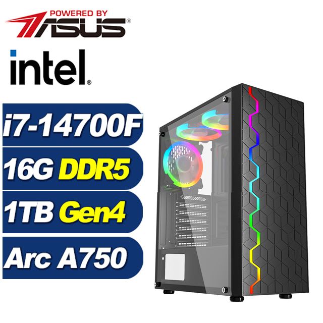 ASUS 華碩 (DIY)神力祭司(i7-14700F/B760/16G/1TB M.2/Arc A750)