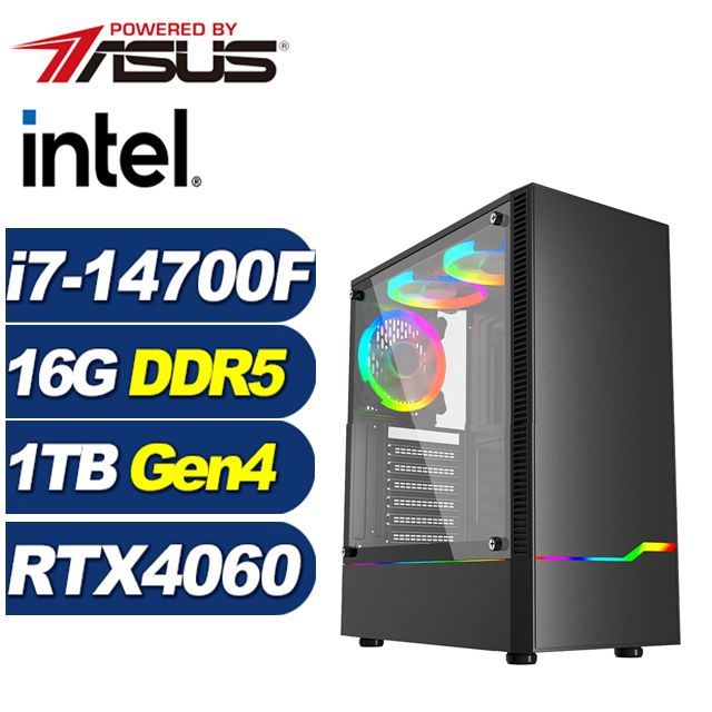 ASUS 華碩 (DIY)神力男爵(i7-14700F/B760/16G/1TB M.2/RTX 4060)