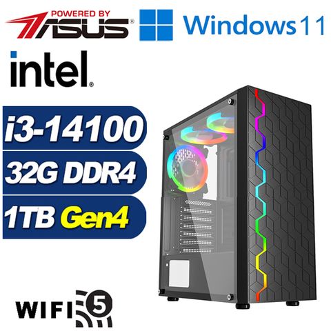 ASUS 華碩 (DIY)黑金獵人W(i3-14100/B760/32G/1TB M.2/Win11)