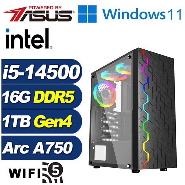 ASUS 華碩 (DIY)峰火遊俠W(i5-14500/B760/16G/1TB M.2/Arc A750/Win11)