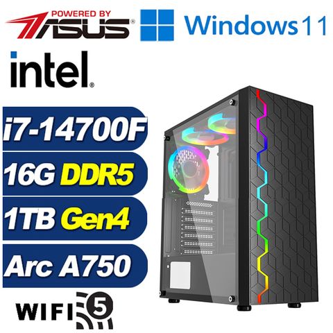 Intel Arc A750 8G華碩B760平台「神力祭司W」i7廿核Win11獨顯電腦