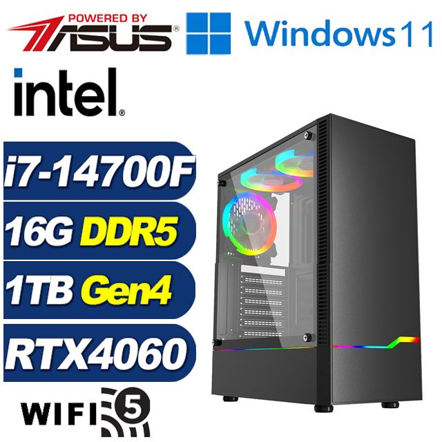 ASUS 華碩 (DIY)神力男爵W(i7-14700F/B760/16G/1TB M.2/RTX 4060/Win11)