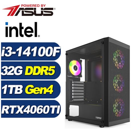 ASUS 華碩 (DIY)全境海神(i3-14100F/B760/32G/1TB M.2/RTX 4060TI)