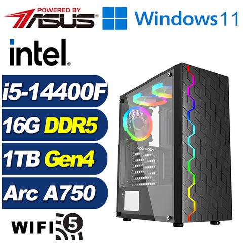 Intel Arc A750 8G華碩B760平台「全境遊俠W」i5十核Win11獨顯電腦