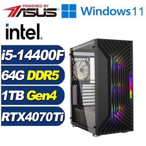 GeForce RTX 4070Ti 12G華碩B760平台「紫電英雄W」i5十核Win11獨顯電腦