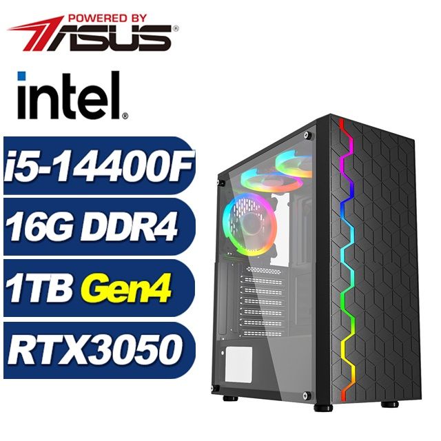 ASUS 華碩 (DIY)圓舞曲AJ21C(i5-14400F/B760/16G/1TB M.2/RTX 3050)