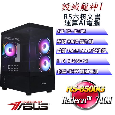 ASUS 華碩 B650平台【毀滅龍神I】 R5六核文書運算AI電腦