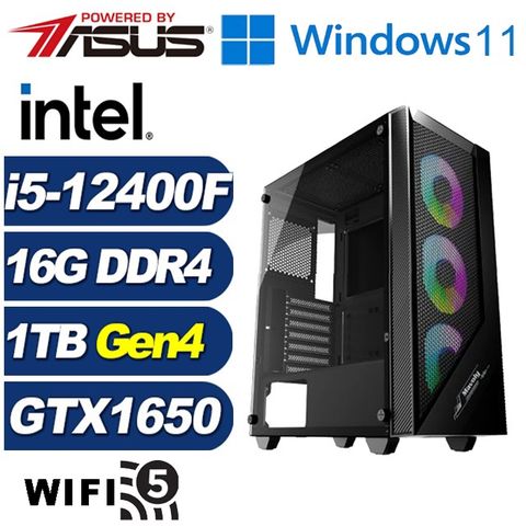 ASUS 華碩 (DIY)月光塔H31CW(i5-12400F/B760/16G/1TB M.2/GTX 1650/Win11)