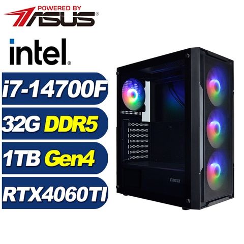 ASUS 華碩 (DIY)駿鷹AKC8C(i7-14700F/B760/32G/1TB M.2/RTX 4060TI)