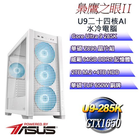 ASUS 華碩 (DIY)梟鷹之眼II(CU9-285K/Z890/64GD5/2TB M.2+4T/GTX1650)