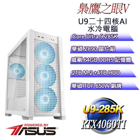 ASUS 華碩 (DIY)梟鷹之眼V(CU9-285K/Z890/64GD5/2TB M.2+4T/RTX4060TI)