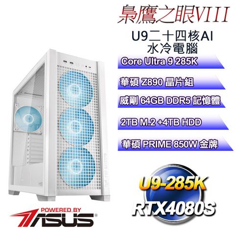 ASUS 華碩 (DIY)梟鷹之眼VIII(CU9-285K/Z890/64GD5/2TB M.2+4T/RTX4080S)