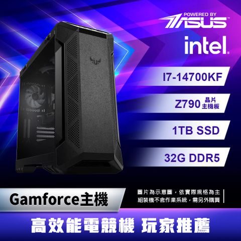 ASUS 華碩 Intel I7 14700KF/32G/1TB SSD/Gamforce主機/GM001電競主機