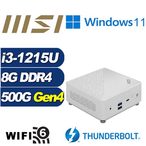 MSI 微星 (DIY)白龍祭司W Cubi5 12M 迷你電腦(i3-1215U/8G/500G M.2 PCIe SSD/Win11)