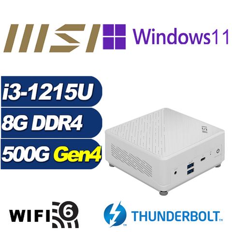 MSI 微星 (DIY)白龍祭司P Cubi5 12M 迷你電腦(i3-1215U/8G/500G M.2 PCIe SSD/Win11Pro)